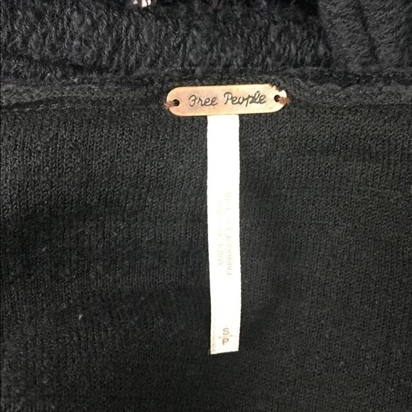 FREE PEOPLE Tunic Top knit sequin black navy Whimsy Goth Grunge Disco Sz Small - Picture 8 of 9